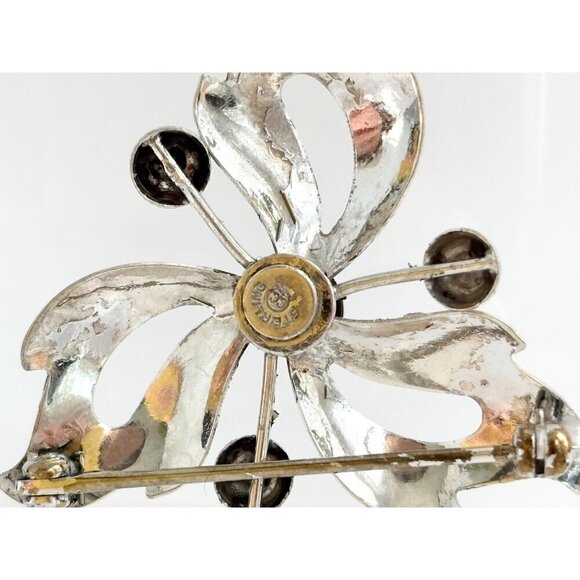 Textured Pinwheel Sterling Silver Vintage Modernist Abstract "CC" Signed Brooch - Picture 3 of 10